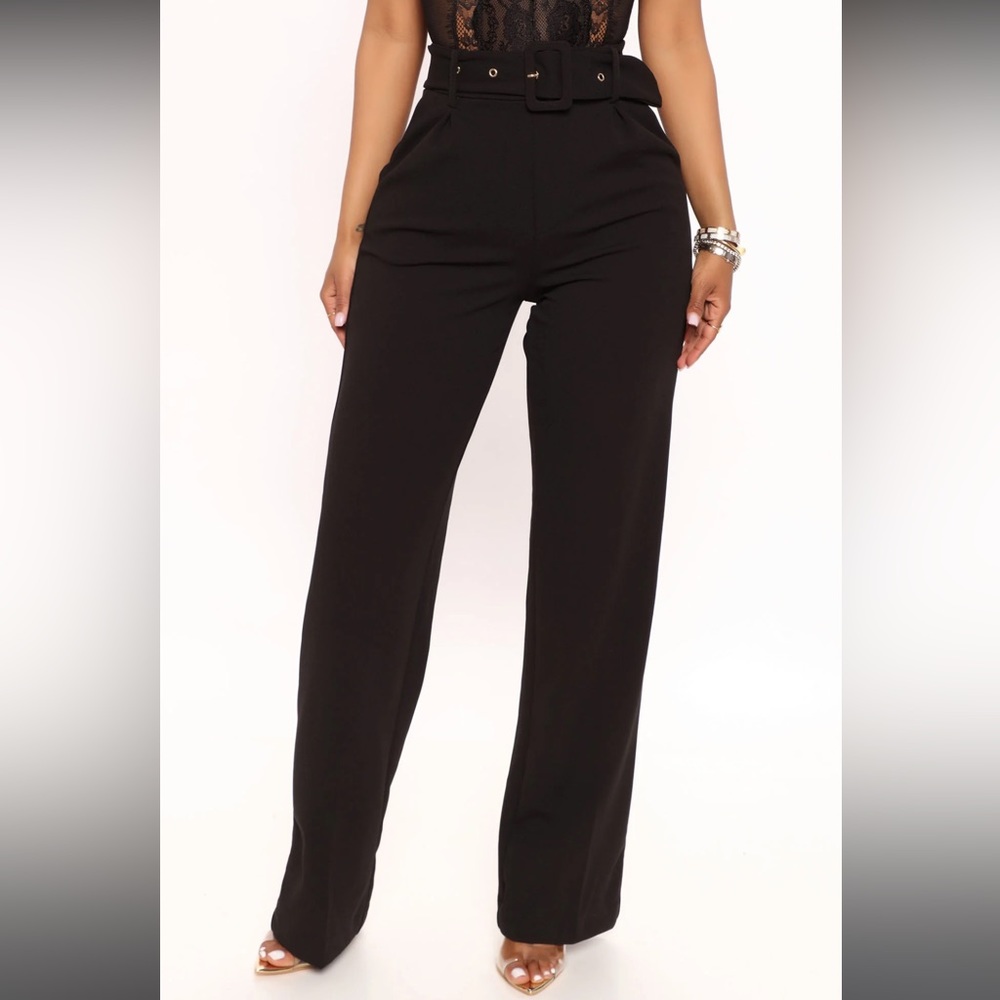 Belted wide leg pant